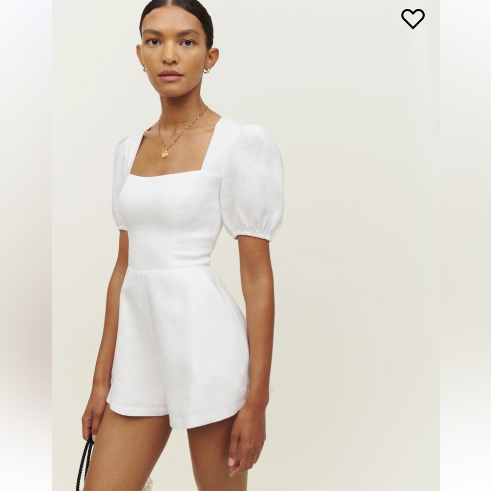 Reformation || Dionne White Linen Romper NWT - Picture 6 of 7